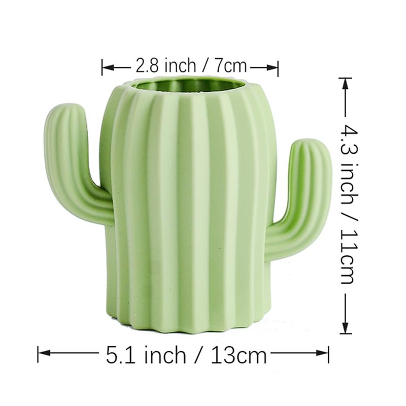 YOSCO Silicone Pen Holder Cactus Cute Pencil Holder Cup Pot for Desk for Kids Office Decor Desk Organizer Makeup brush Holder Toothbrush Holder (Green) - Image 2